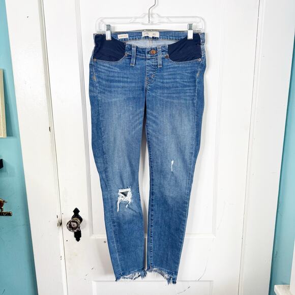 Madewell Maternity Skinny Jeans Stretchy Side Panels Distressed Look Size 28 - Picture 1 of 12